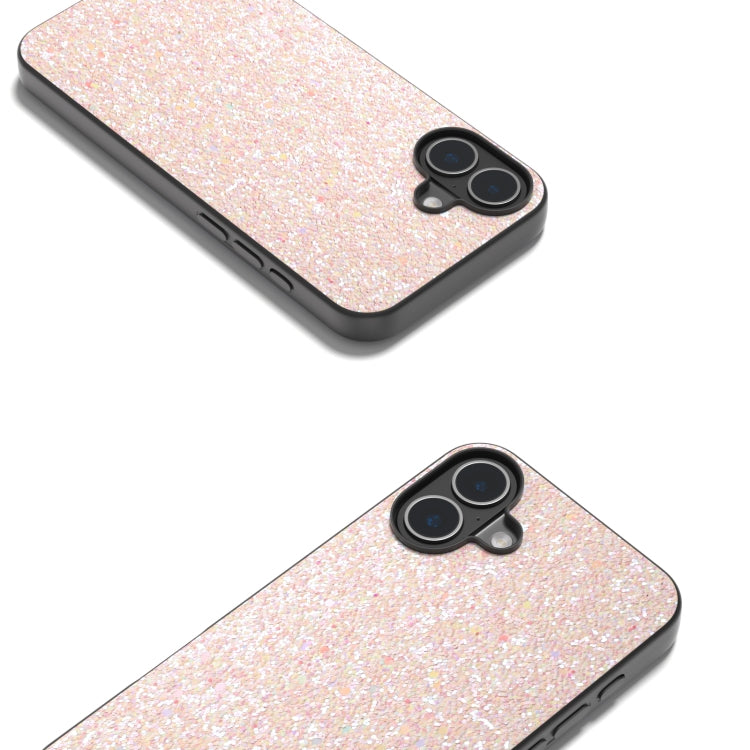 For iPhone 16 Plus Black Frame Colorful Glitter Phone Case