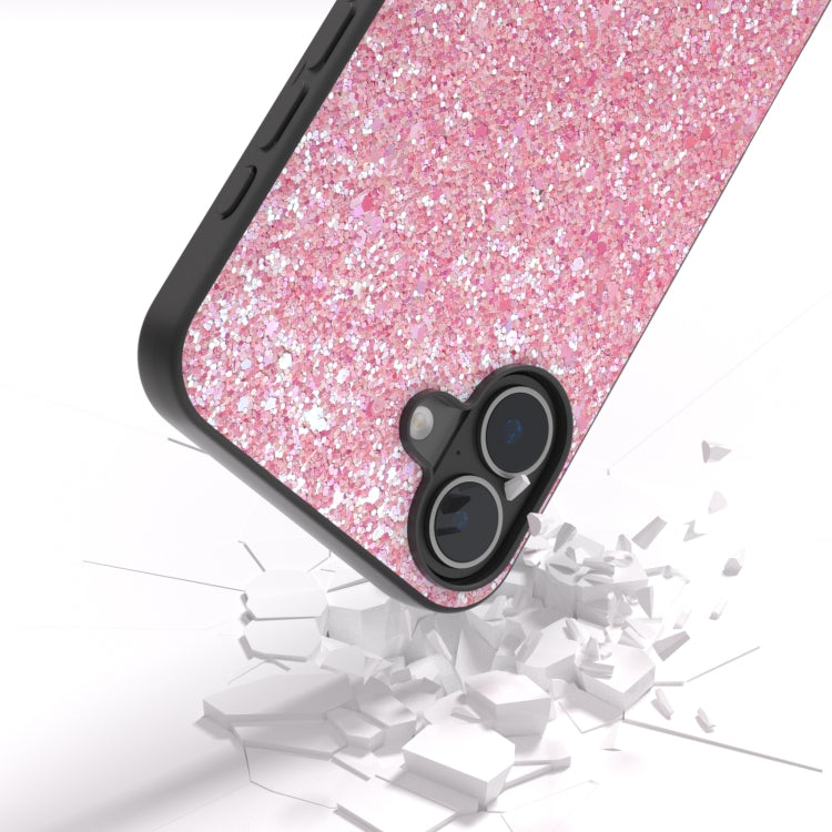 For iPhone 16 Plus Black Frame Colorful Glitter Phone Case