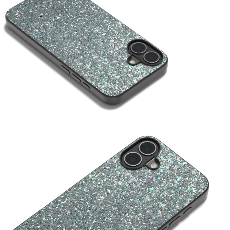 For iPhone 16 Plus Black Frame Colorful Glitter Phone Case