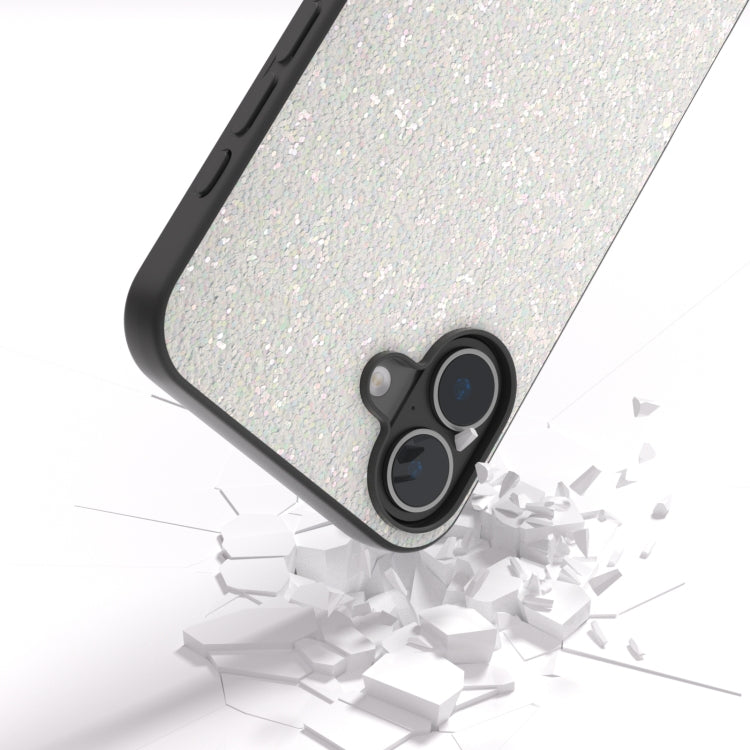 For iPhone 16 Plus Black Frame Colorful Glitter Phone Case