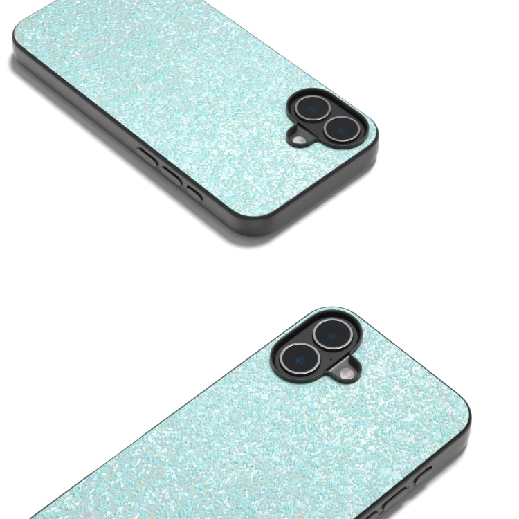 For iPhone 16 Black Frame Colorful Glitter Phone Case