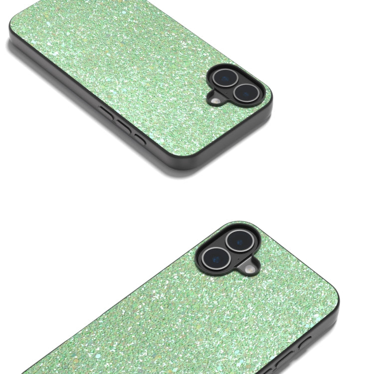 For iPhone 16 Black Frame Colorful Glitter Phone Case