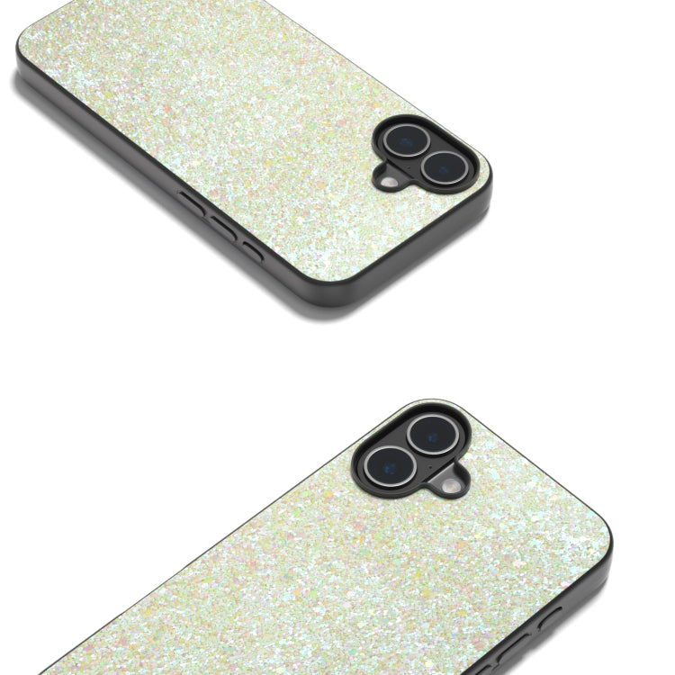 For iPhone 16 Black Frame Colorful Glitter Phone Case