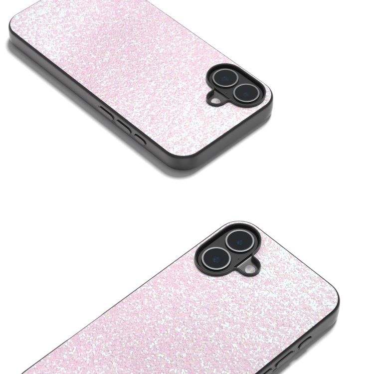 For iPhone 16 Black Frame Colorful Glitter Phone Case