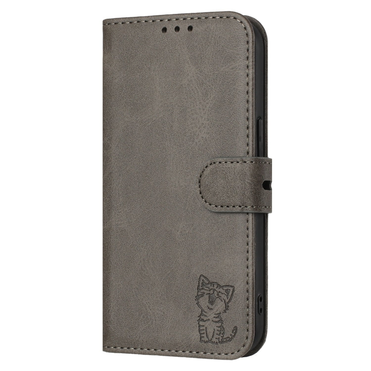For Samsung Galaxy A36 5G Embossed Happy Cat Pattern Flip Leather Phone Case
