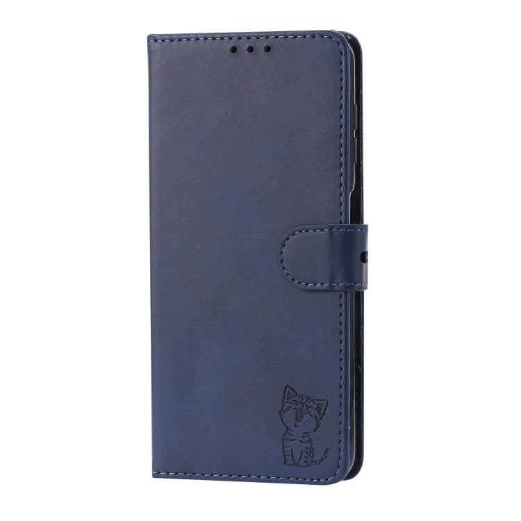 For Samsung Galaxy A56 5G Embossed Happy Cat Pattern Flip Leather Phone Case