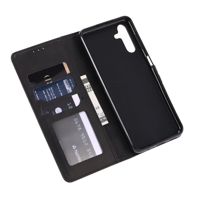 For Samsung Galaxy A56 5G Embossed Happy Cat Pattern Flip Leather Phone Case