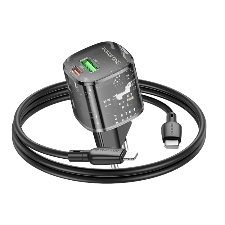 BOROFONE BN17 PD20W USB, Type-C Charger with 1m Type-C to 8 Pin Cable Set, Plug Type:EU Plug - Black