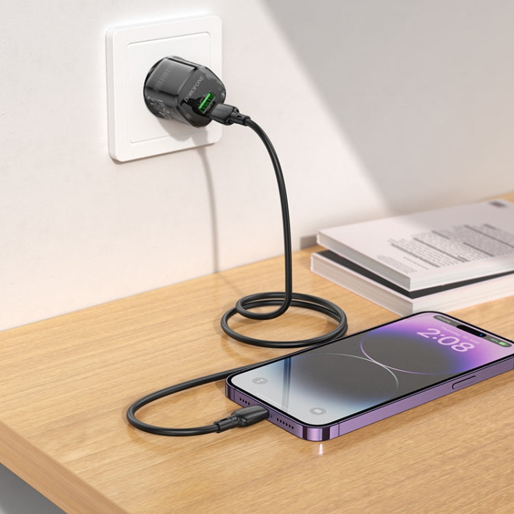 BOROFONE BN17 PD20W USB, Type-C Charger with 1m Type-C to 8 Pin Cable Set, Plug Type:EU Plug - Black