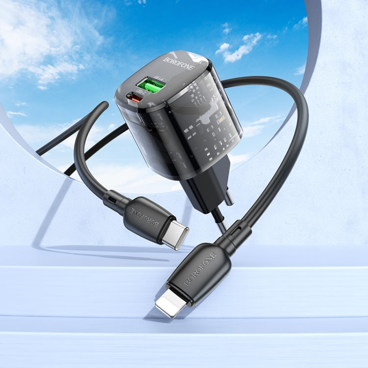 BOROFONE BN17 PD20W USB, Type-C Charger with 1m Type-C to 8 Pin Cable Set, Plug Type:EU Plug - Black