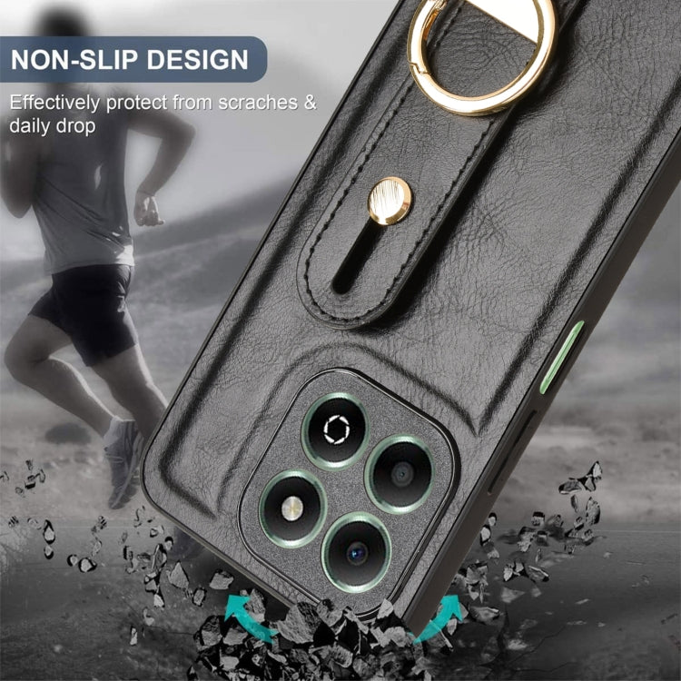 For Honor X6b Wristband Leather Back Phone Case