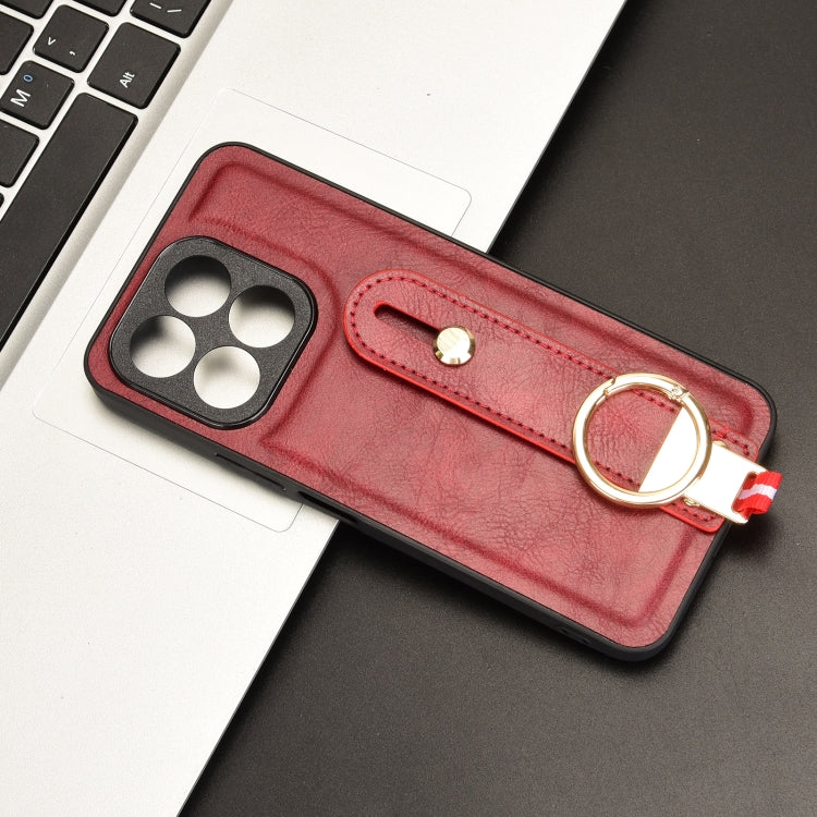 For Honor X6b Wristband Leather Back Phone Case