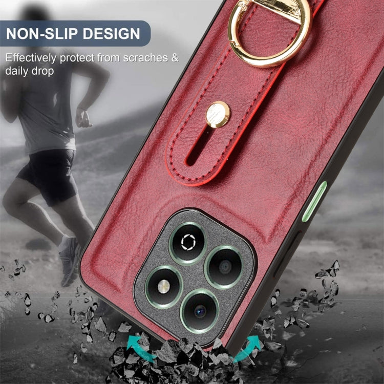 For Honor X6b Wristband Leather Back Phone Case