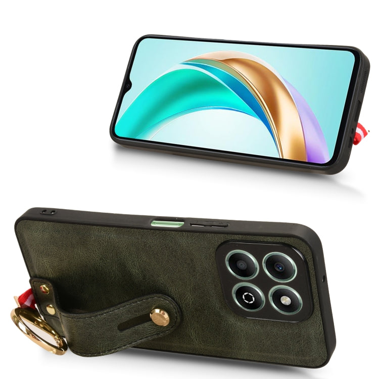 For Honor X6b Wristband Leather Back Phone Case