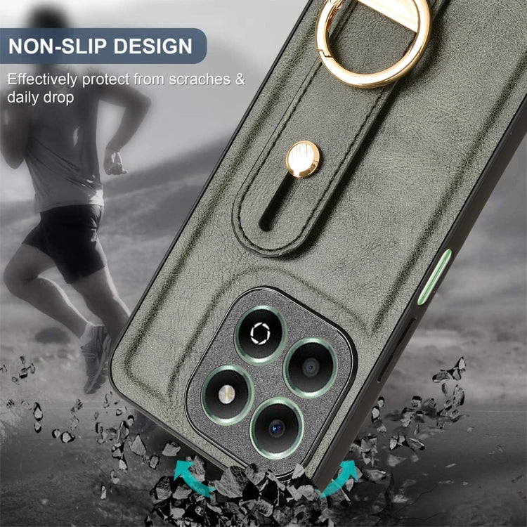 For Honor X6b Wristband Leather Back Phone Case