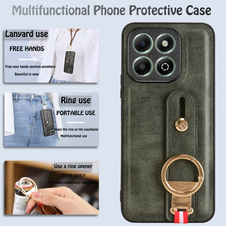 For Honor X6b Wristband Leather Back Phone Case