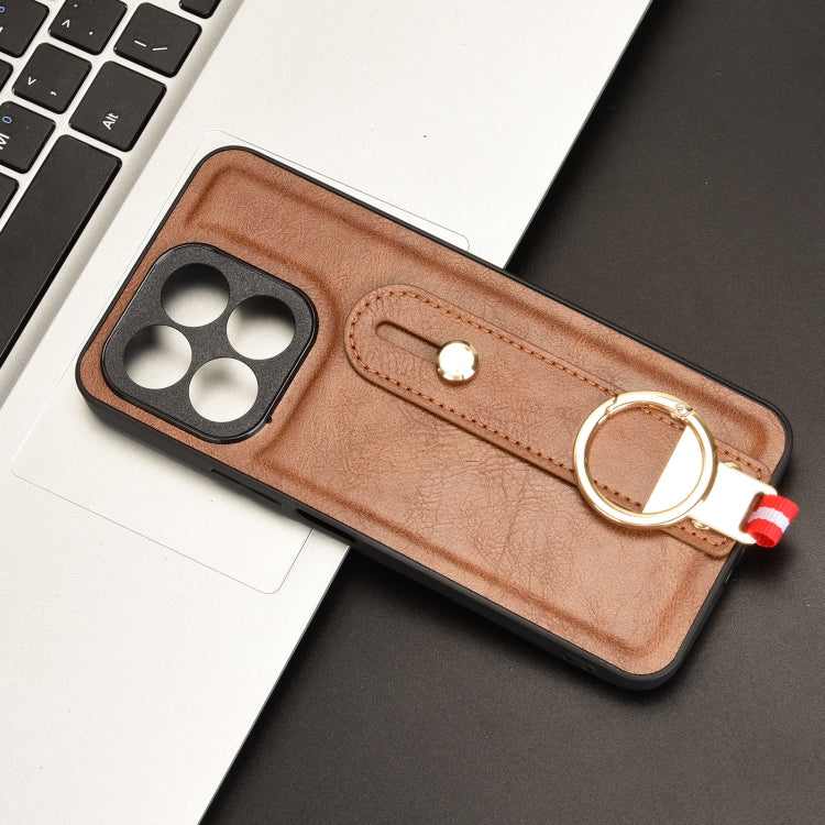 For Honor X6b Wristband Leather Back Phone Case