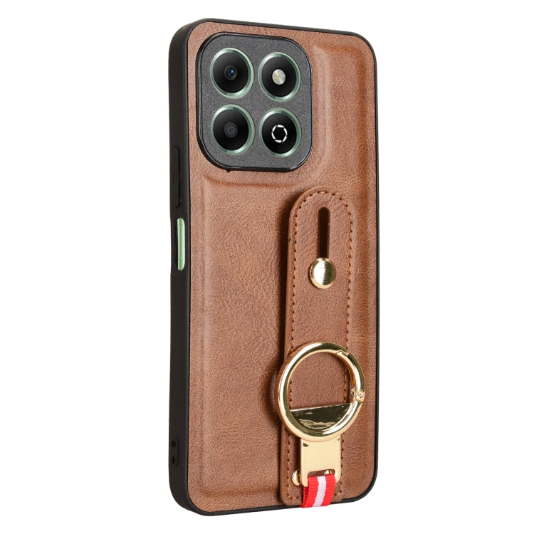 For Honor X6b Wristband Leather Back Phone Case