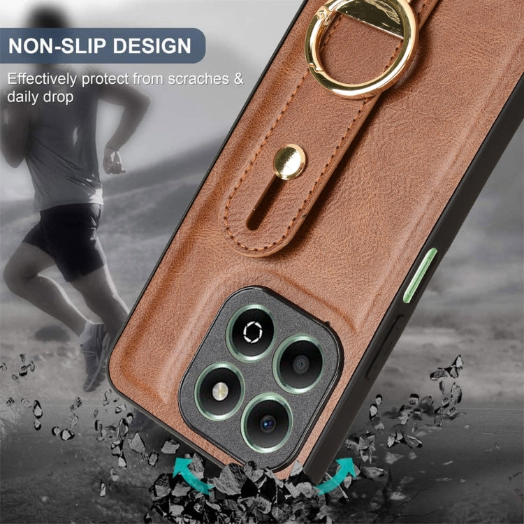 For Honor X6b Wristband Leather Back Phone Case