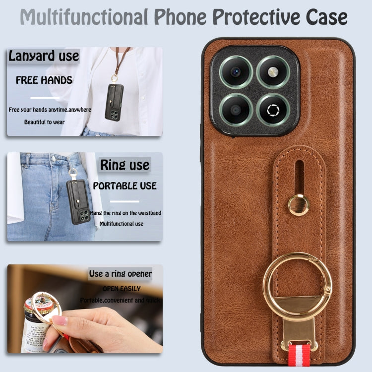 For Honor X6b Wristband Leather Back Phone Case