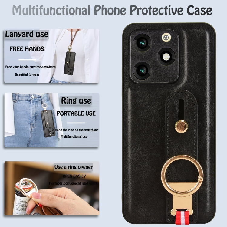 For itel A70 Wristband Leather Back Phone Case