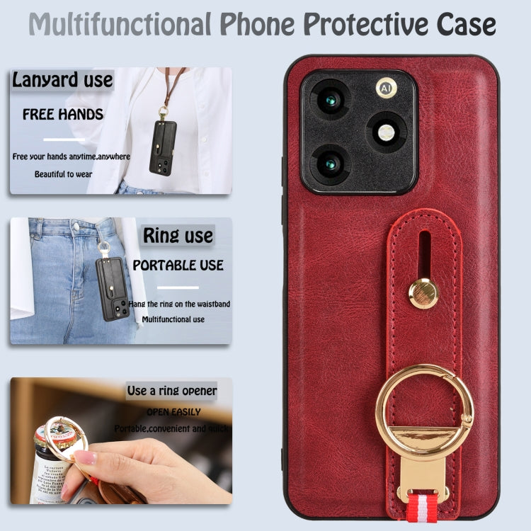 For itel A70 Wristband Leather Back Phone Case