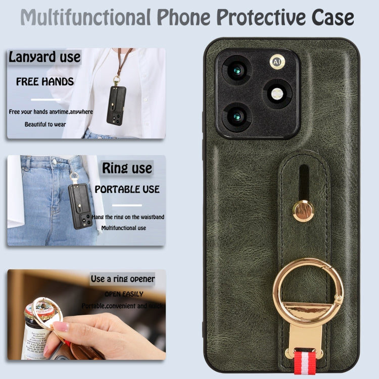 For itel A70 Wristband Leather Back Phone Case