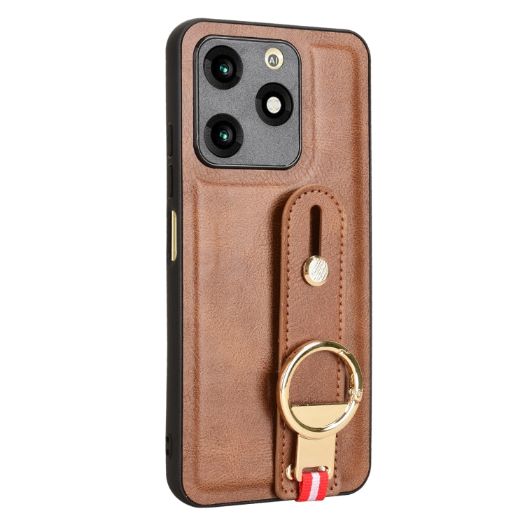 For itel A70 Wristband Leather Back Phone Case