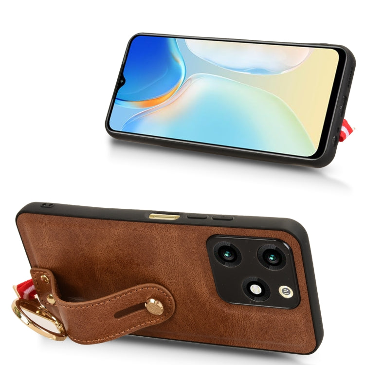 For itel A70 Wristband Leather Back Phone Case