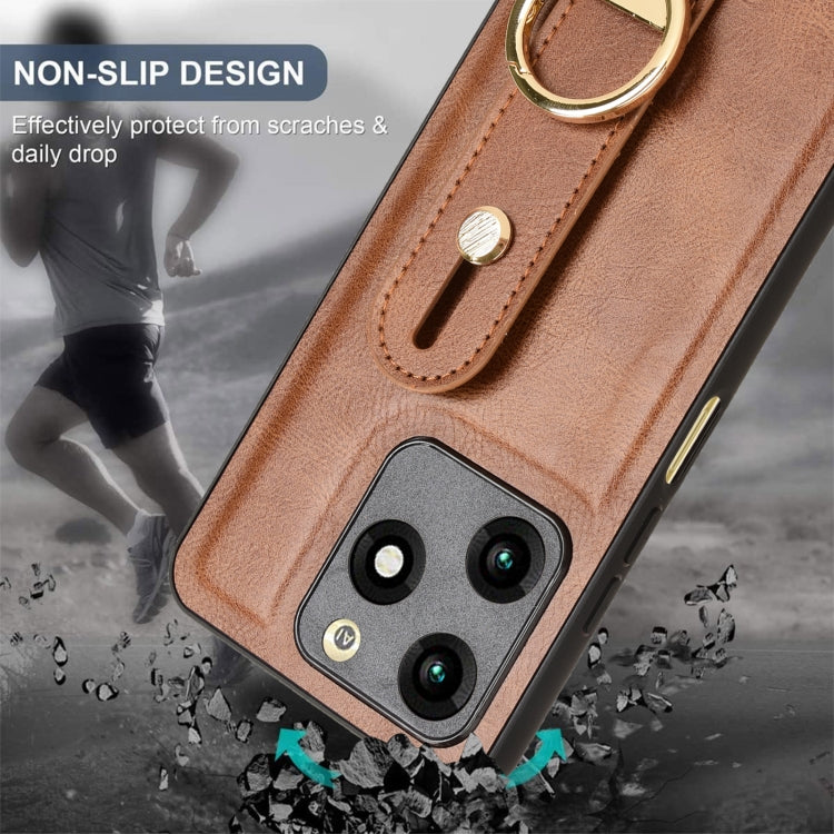 For itel A70 Wristband Leather Back Phone Case