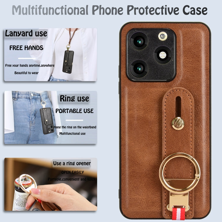 For itel A70 Wristband Leather Back Phone Case
