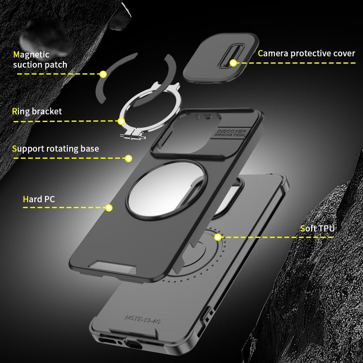 For Redmi Note 13 4G Sliding Camshield Ring Holder Phone Case