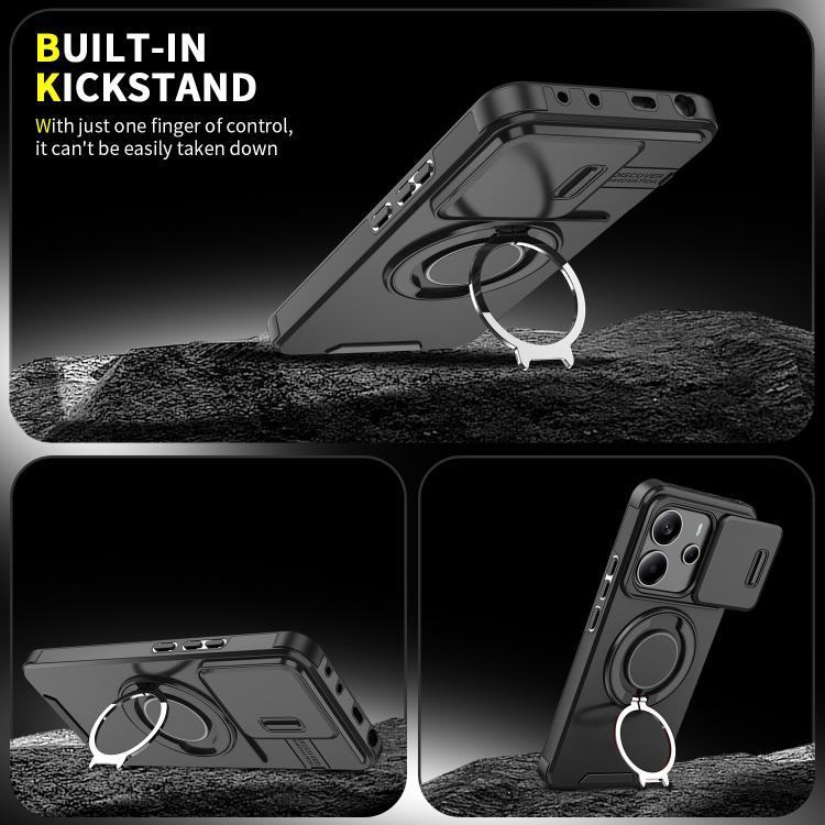 For Redmi Note 14 4G 164.84mm Sliding Camshield Ring Holder Phone Case