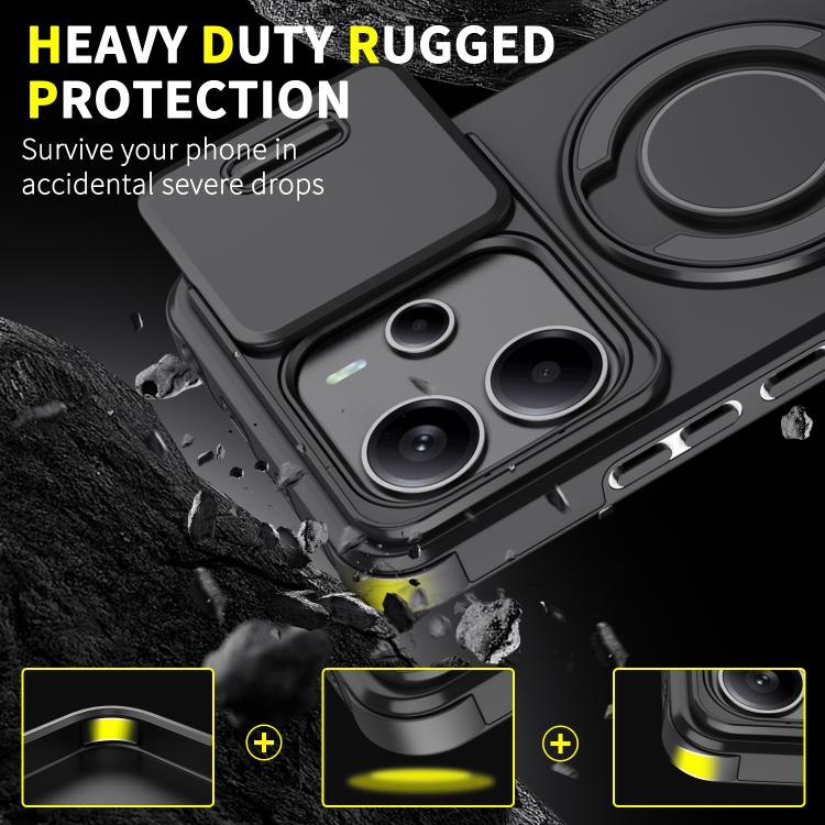 For Redmi Note 14 4G 163.25mm Sliding Camshield Ring Holder Phone Case