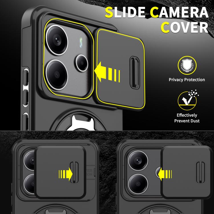 For Redmi Note 14 4G 163.25mm Sliding Camshield Ring Holder Phone Case