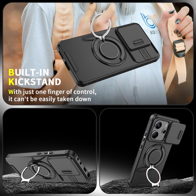 For Redmi Note 14 4G 163.25mm Sliding Camshield Ring Holder Phone Case