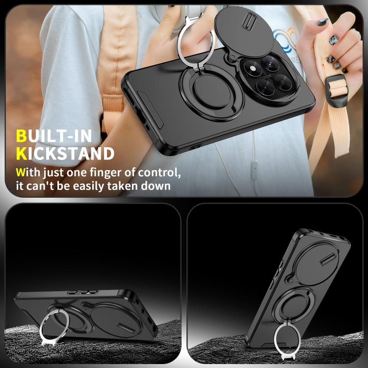 For Redmi Note 14 Pro 5G / 4G Sliding Camshield Ring Holder Phone Case