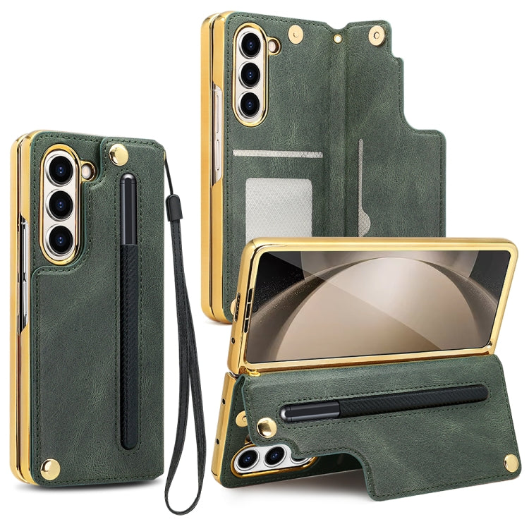 For Samsung Galaxy Z Fold5 VIETAO Film Integrated Folding Holder Flip PU Phone Case