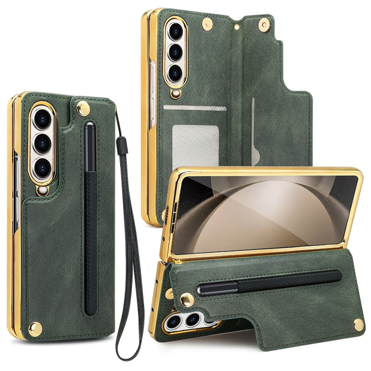 For Samsung Galaxy Z Fold4 VIETAO Film Integrated Folding Holder Flip PU Phone Case