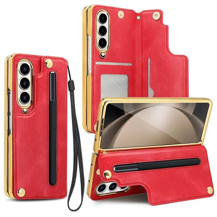 For Samsung Galaxy Z Fold4 VIETAO Film Integrated Folding Holder Flip PU Phone Case