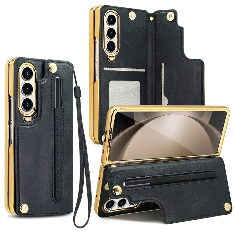 For Samsung Galaxy Z Fold4 VIETAO Film Integrated Folding Holder Flip PU Phone Case