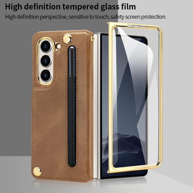 For Samsung Galaxy Z Fold7 VIETAO Film Integrated Folding Holder Flip PU Phone Case