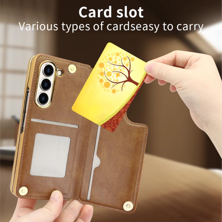 For Samsung Galaxy Z Fold7 VIETAO Film Integrated Folding Holder Flip PU Phone Case