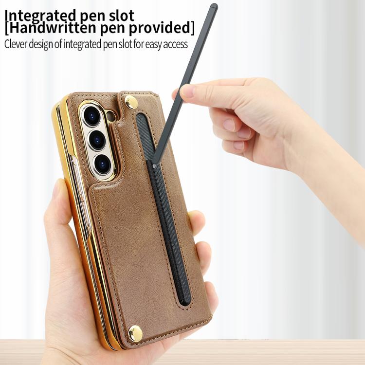 For Samsung Galaxy Z Fold7 VIETAO Film Integrated Folding Holder Flip PU Phone Case