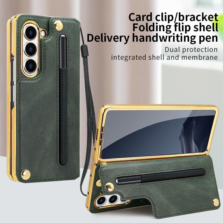 For Samsung Galaxy Z Fold7 VIETAO Film Integrated Folding Holder Flip PU Phone Case