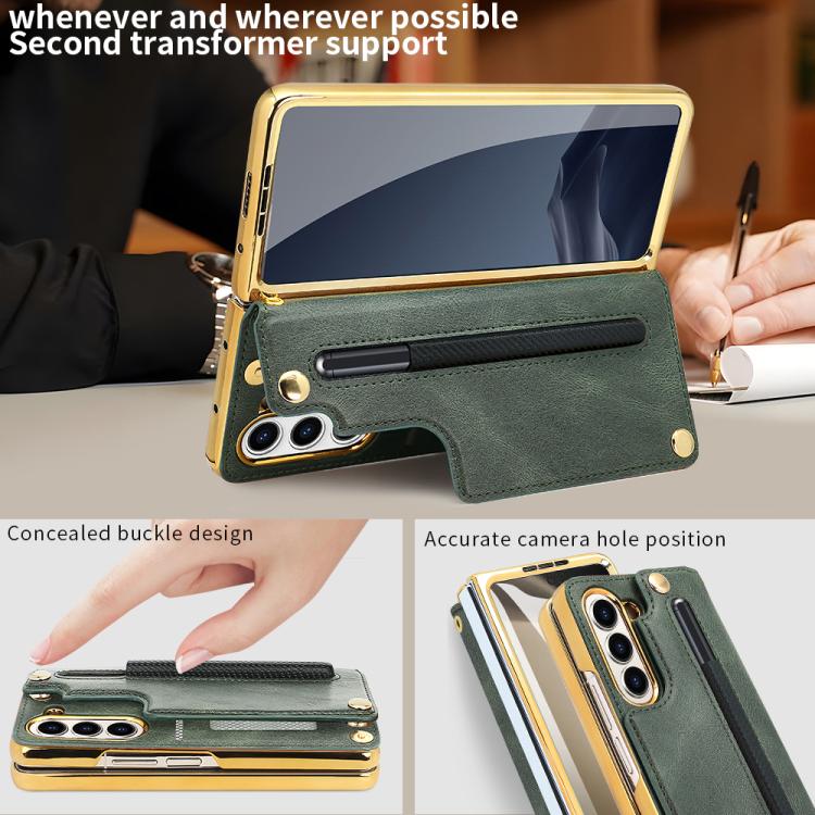 For Samsung Galaxy Z Fold7 VIETAO Film Integrated Folding Holder Flip PU Phone Case