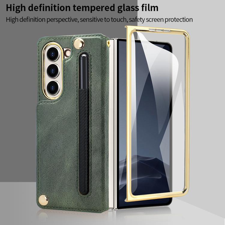 For Samsung Galaxy Z Fold7 VIETAO Film Integrated Folding Holder Flip PU Phone Case