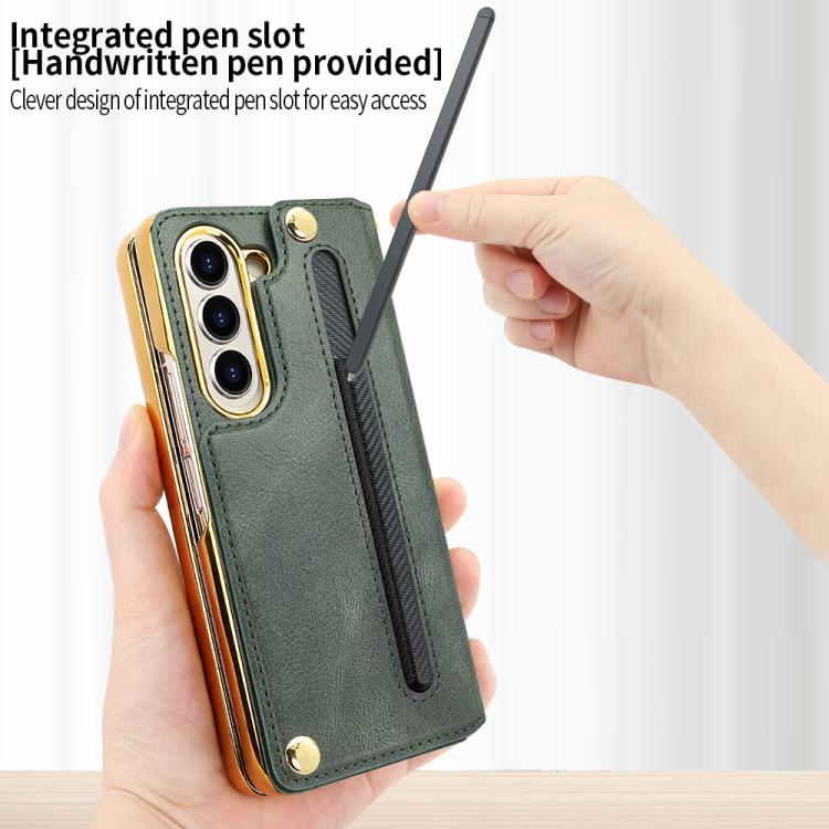 For Samsung Galaxy Z Fold7 VIETAO Film Integrated Folding Holder Flip PU Phone Case