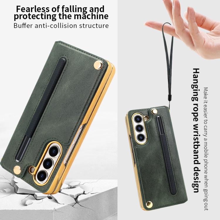 For Samsung Galaxy Z Fold7 VIETAO Film Integrated Folding Holder Flip PU Phone Case
