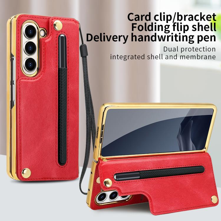 For Samsung Galaxy Z Fold7 VIETAO Film Integrated Folding Holder Flip PU Phone Case